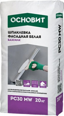 Шпатлёвка фасадная белая ОСНОВИТ БАЗСИЛК PC30 MW, 20 кг